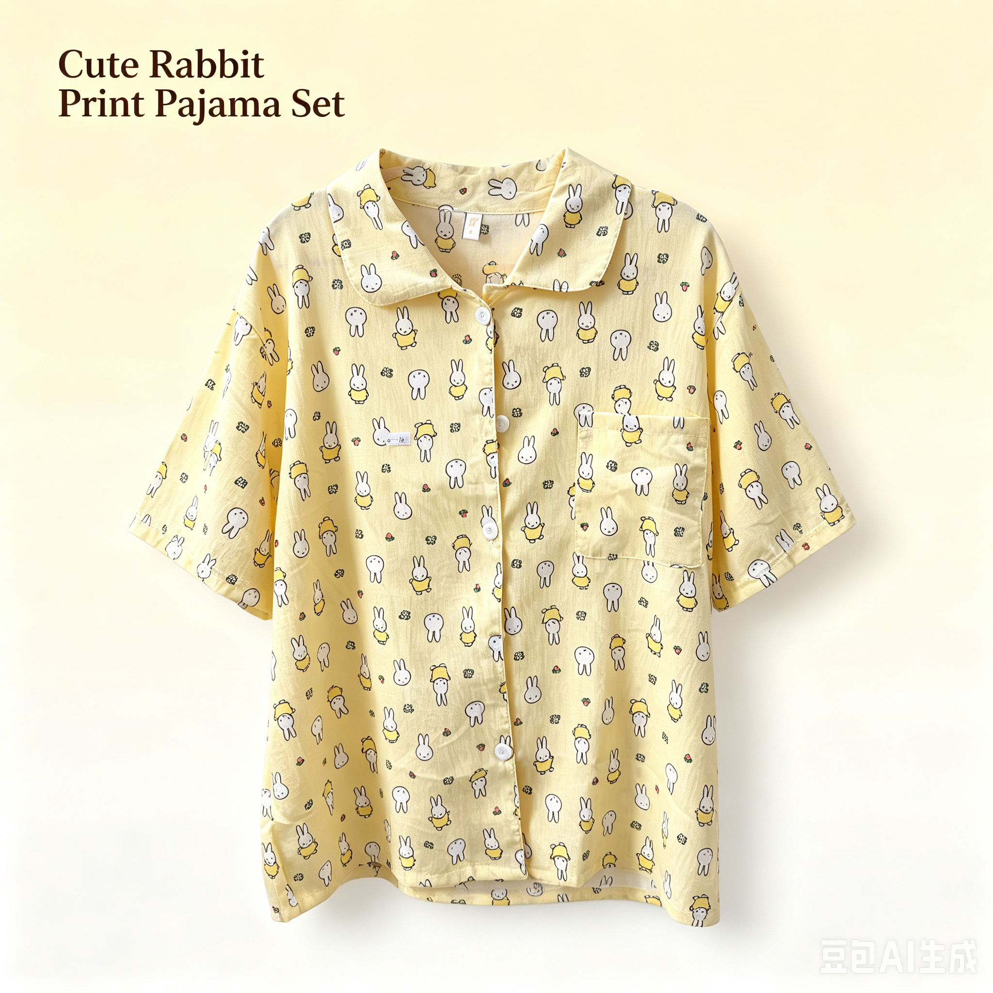 Cute Rabbit Print Pajama Set