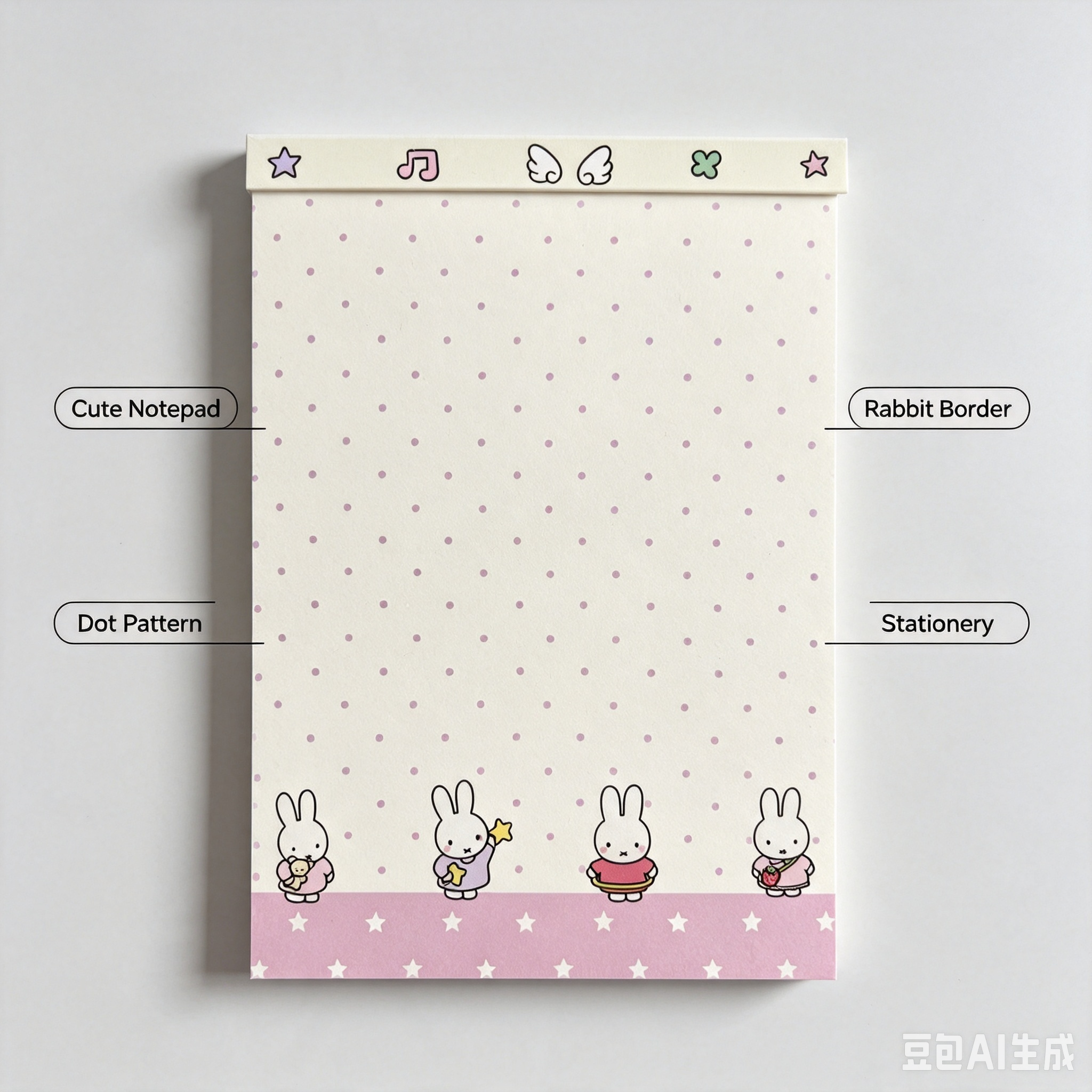 Miffy Cute Polka Dot Notepad – Kawaii Rabbit Memo Pad for Journal & Notes