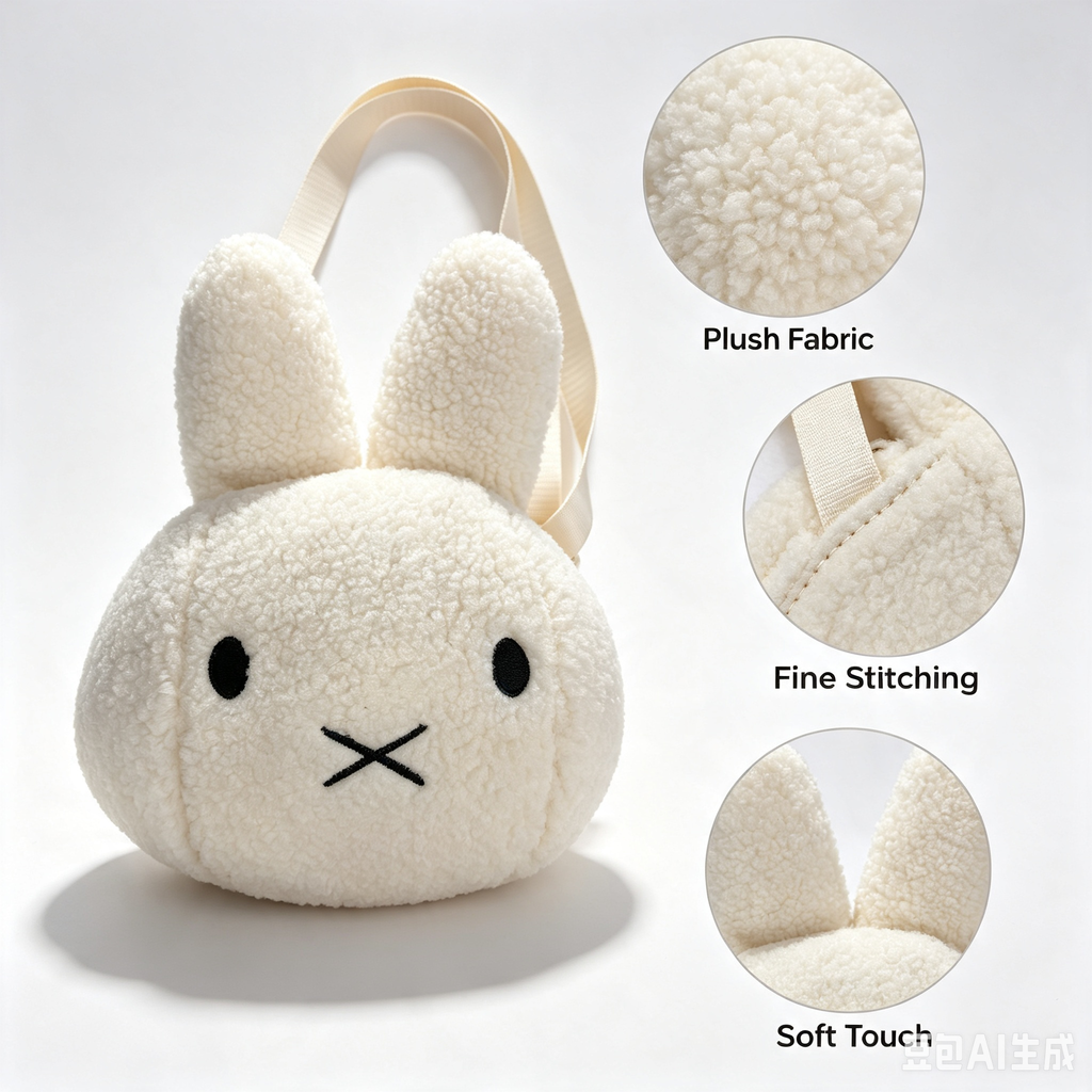 Miffy Style Cartoon Rabbit Shoulder Bag – Soft Plush Crossbody Bag