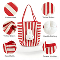 Red White Stripe Rabbit Canvas Tote Bag – Cute Everyday Shoulder Bag