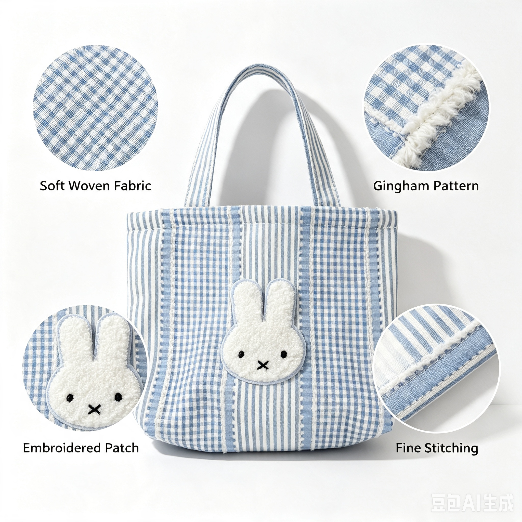 Miffy Style Gingham Rabbit Shoulder Bag – Cute Cartoon Crossbody Bag