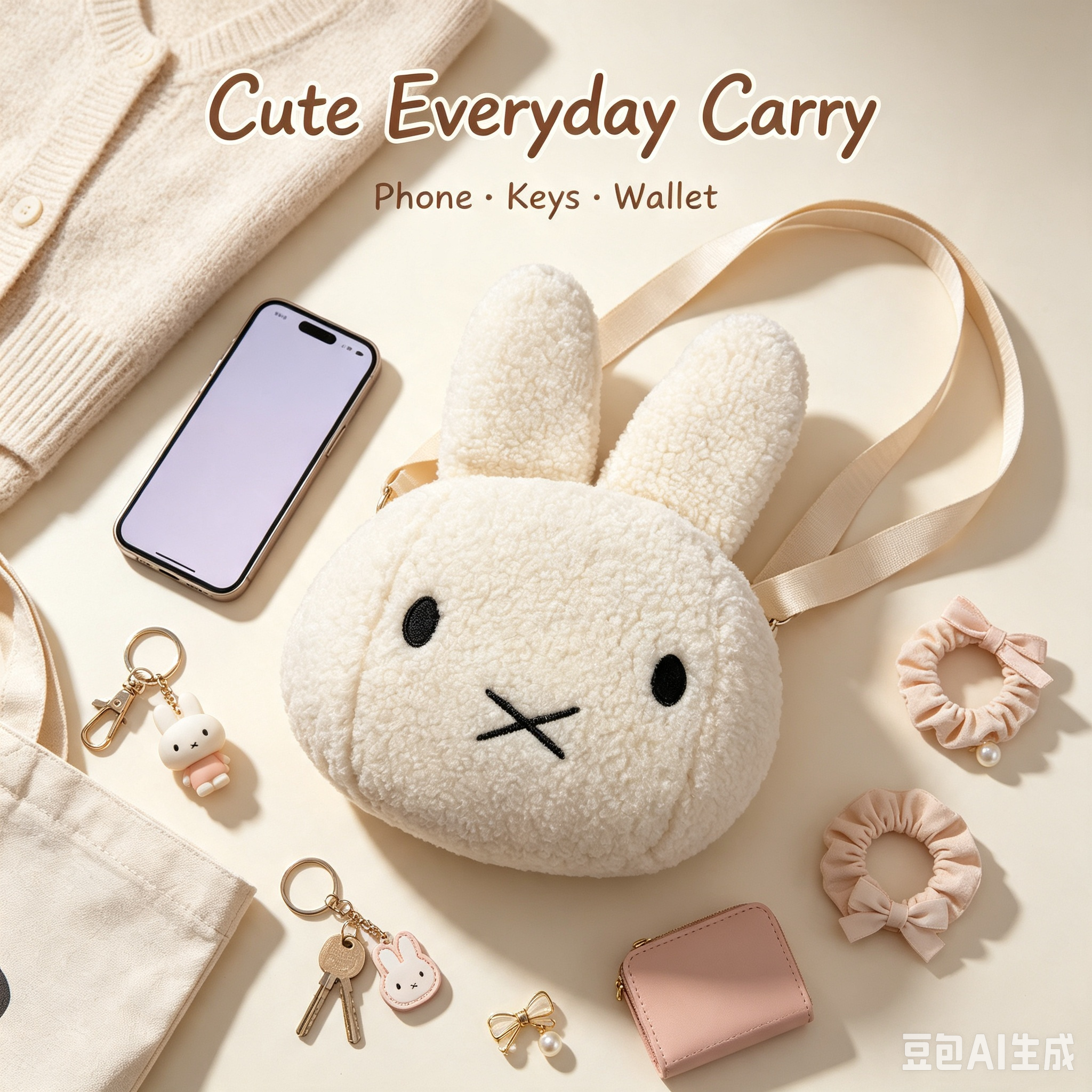 Miffy Style Cartoon Rabbit Shoulder Bag – Soft Plush Crossbody Bag