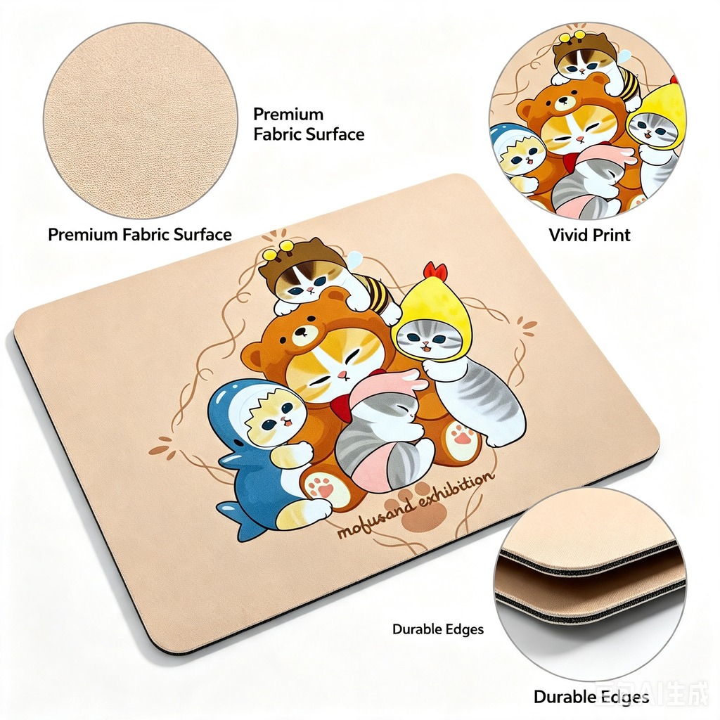 Cute Cartoon Cat Mouse Pad – Soft Non-Slip Desk Mat