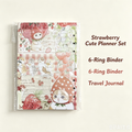 Strawberry Cute Planner Set, 6-Ring Binder Travel Journal with Lined Inner Pages